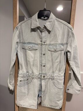 Zara Pale Blue Long Denim Jacket